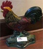 Contemporary Cast Iron Rooster Door Stop and Wall
