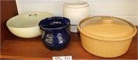 Hall's Bowl, Stoneware Vase, USA Covered Dish and