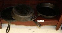 2 Cast Iron Skillets & Griddle