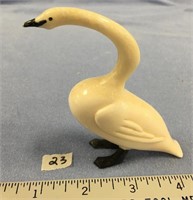 Wonderful 4.75" ivory swan by Daniel Iyakitan