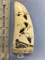 5.5" Whale's tooth, scrimshawed by Ted Mayac with