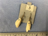 Fabulous pair of fossilized walrus ivory earrings