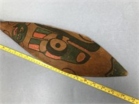A vintage Tlingit paddle, some damage and wear to