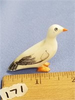 White ivory carving of a ptarmigan, scrimmed detai