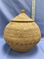 Hooper Bay grass basket, older, 12" tall        (k