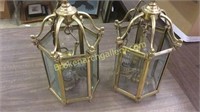 Pair Vintage Brass Pendant Lights