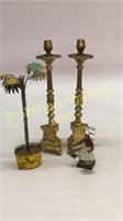 Metal Palm Tree, Monkey Holder, Pr. Candlesticks
