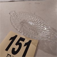 SMALL GLASS DISH WITH HANDLES 8.5"