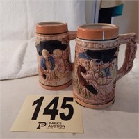 TWO CERAMIC STEINS MADE IN JAPAN 5.5"