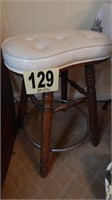 VINTAGE STOOL WITH UPHOLSTERED SEAT 25"