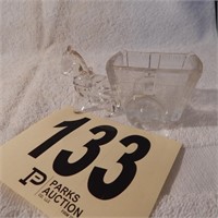 GLASS DONKEY AND CART CANDY DISH -5"