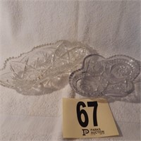 THREE PRESSED GLASS SERVING DISHES