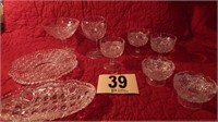 9 PC CUT GLASS COLLECTION INCLUDES SHERBETS,