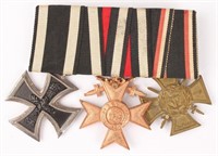 WWI GERMAN THREE BAR MEDAL WITH RIBBONS