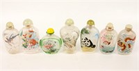 LOT OF 7 REVERSE PAINTED GLASS SNUFF BOTTLES