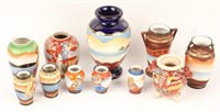 LOT OF 11 ASIAN SATSUMA VASES