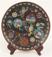 GREEN CLOISONNE BUTTERFLY PLATE