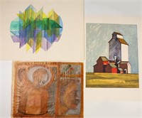 THREE ASSORTED LARGE ART PIECES