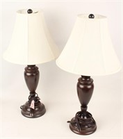 PAIR OF CONTEMPORARY BRONZE-TONE METAL TABLE LAMPS