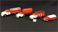 Lot of 4 Sm. Red & Cream Color Toy Trucks-Mostly