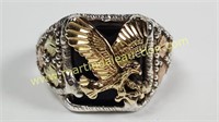 Sterling Silver & 10k Gold Eagle Ring