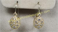 Gold Plated Sterling Silver Diamond Earrings