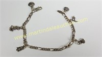 Sterling Silver Figaro Link Bracelet & Charms