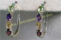 Gold Plated Sterling Silver Gem Stones Earrings