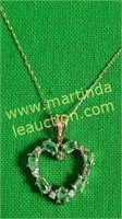 14k Yellow Gold Emerald & Diamond Pendant