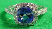 18k White Gold Deep Purple Tanzanite & Diamond