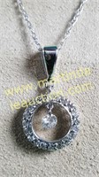 14k White Gold Diamond Pendant & Chain