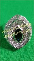 18k White Gold Blue Sapphire & Diamond Ring