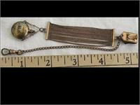 5" WATCH CHAIN AND FOB OF CANTEEN MARKED U.S. ON