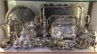 LARGE LOT MIXED SILVER PLATE SERVING PIECES