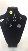 5 STERLING PENDANTS CROSS PURSE AND MORE