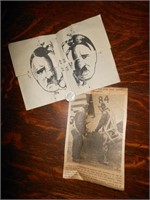 Vintage Hilter Print & Old News Clipping