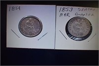 1853 and 1854 Seated Quarters