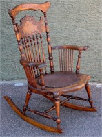 Furniture 19th Century Spindle Back Rocking Chair