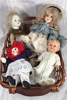 Lot of four old dolls