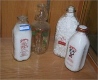 Four Vtg Milk Bottles