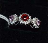 Sterling Silver Ring w/ Pink, Red, & White Stones