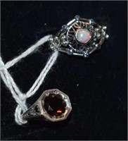 (2) Sterling Silver Rings - One w/ Opal, One w/