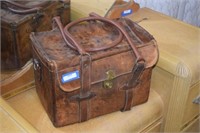 Vtg Leather Satchel w/ Lock, Key, and Pouch
