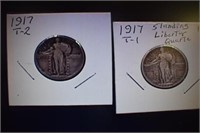 1917 T1 and 1917 T2 Standing Liberty Quarters