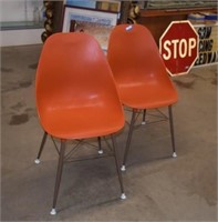 Pair of New Old Stock Retro Tangerine Chairs