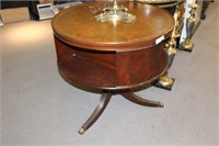 MAHOGANY WITH LEATHER TOP W/ CLAW FEET DRUM TABLE