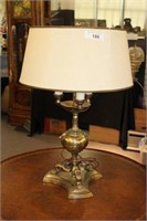 VERY HEAVY BRASS TABLE LAMP WITH SHADE