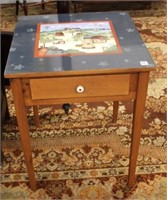 Folk Painted One Drawer Table