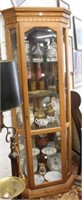 Lighted OakCorner Curio Cabinet w/