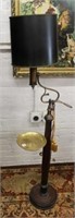 Vintage Floor Lamp w/ Asian brass tray
